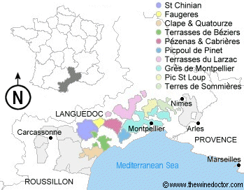 Map of Coteaux du Languedoc